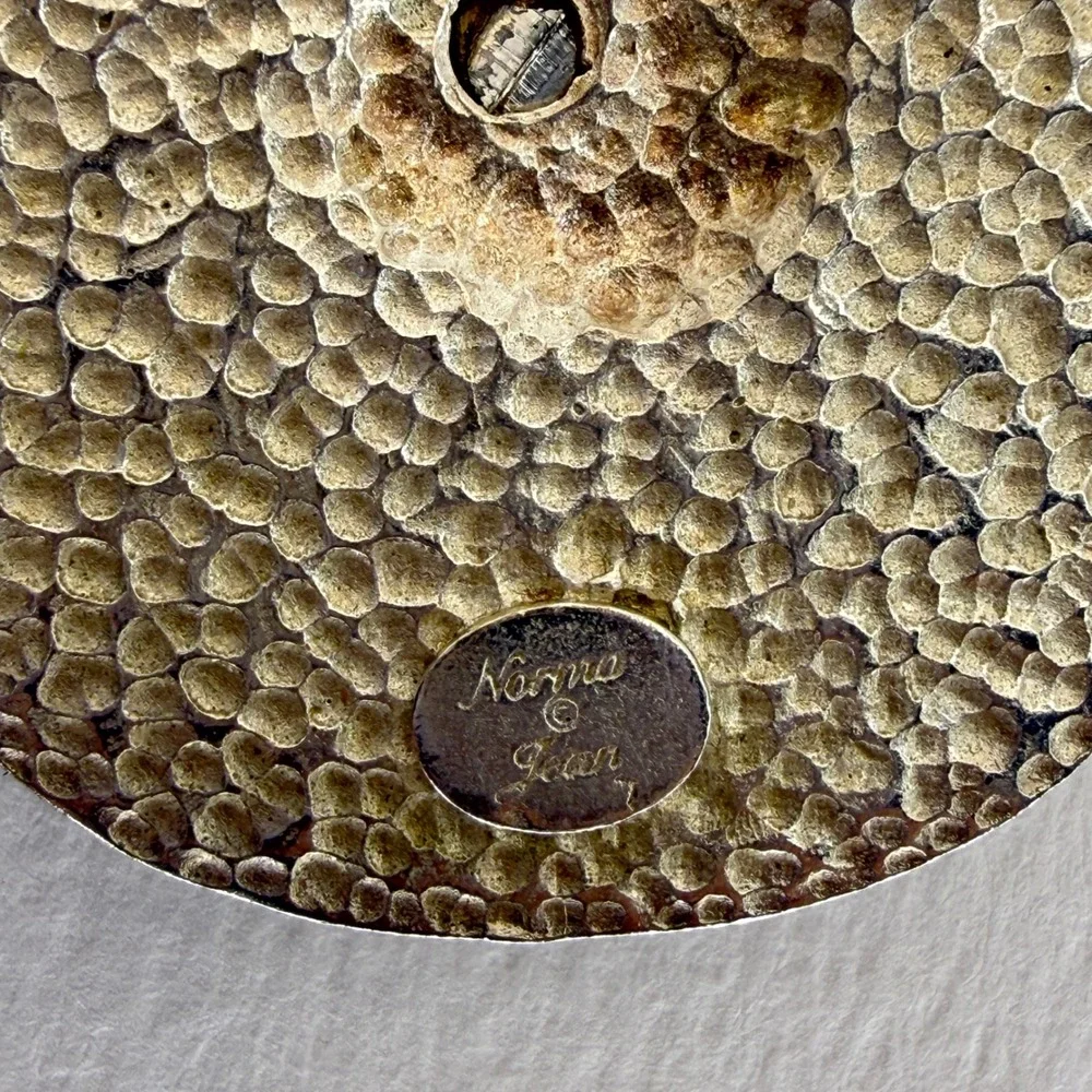 Norma Jean Collar Necklace Mixed Metal Hammered‎ Spiral Pendant Gold Tone